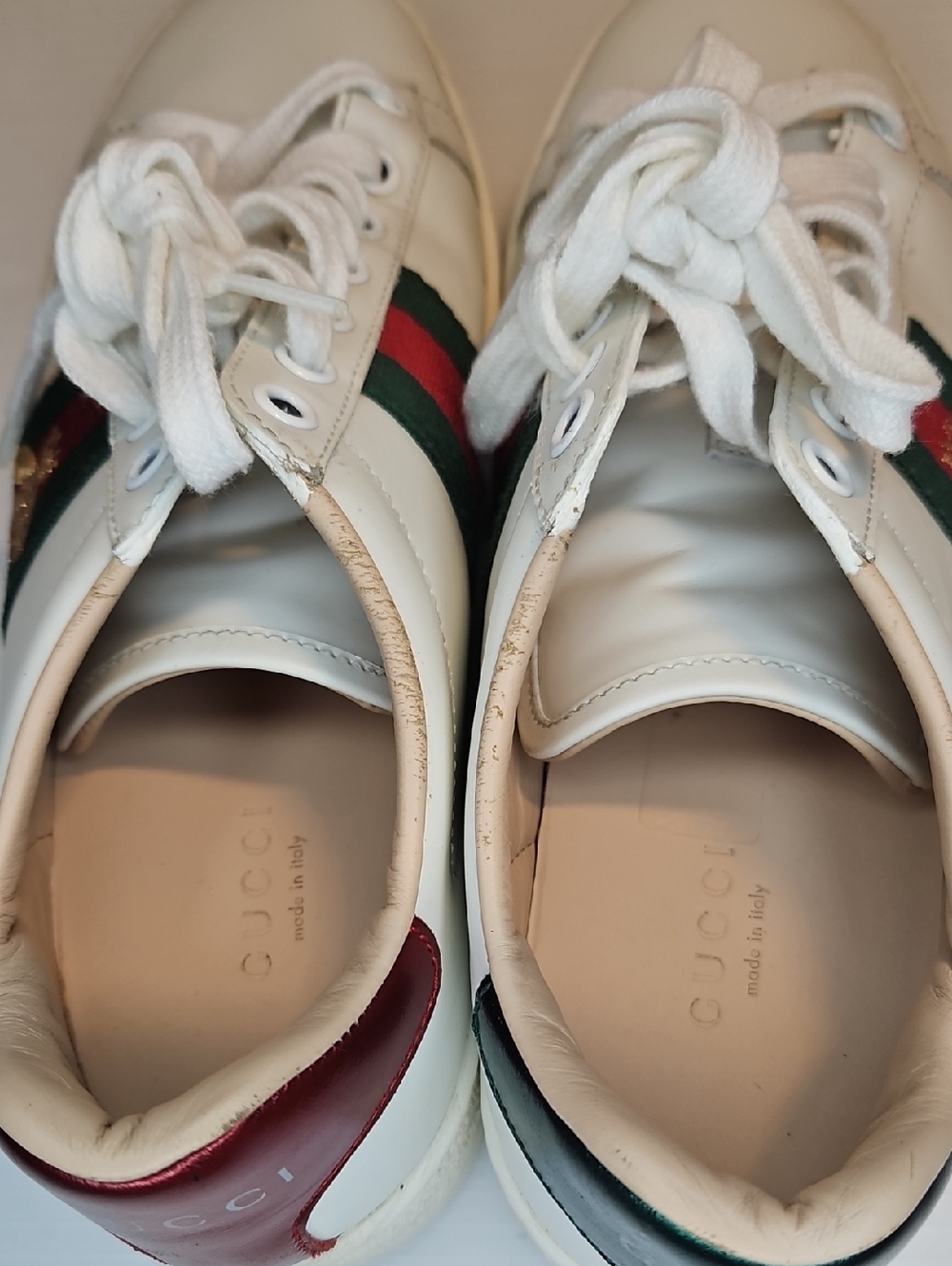 Authentic Gucci Ace Bee Platform Chunky Sneakers White Leather – Size 36 / US 6 - Picture 10 of 12